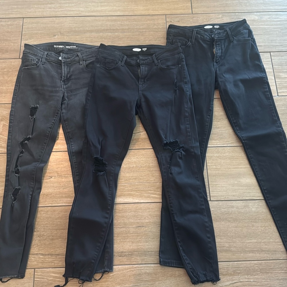 Old Navy, rockstar jeans, two distressed pairs, one solid pair all three  $30